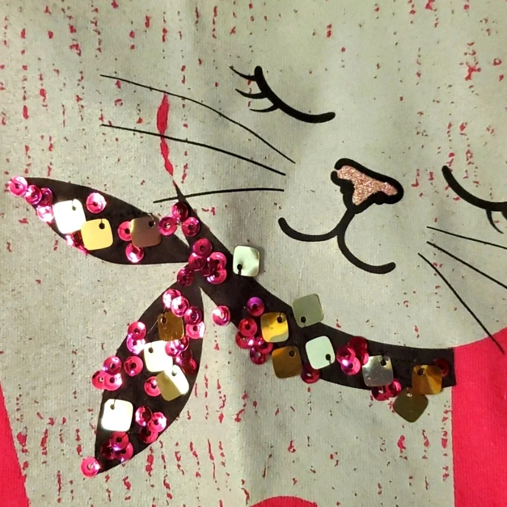 2 Girls Long Sleeve Shirts- LOVE‎ by Children's Place & Cat by Wonder Nation 7-8